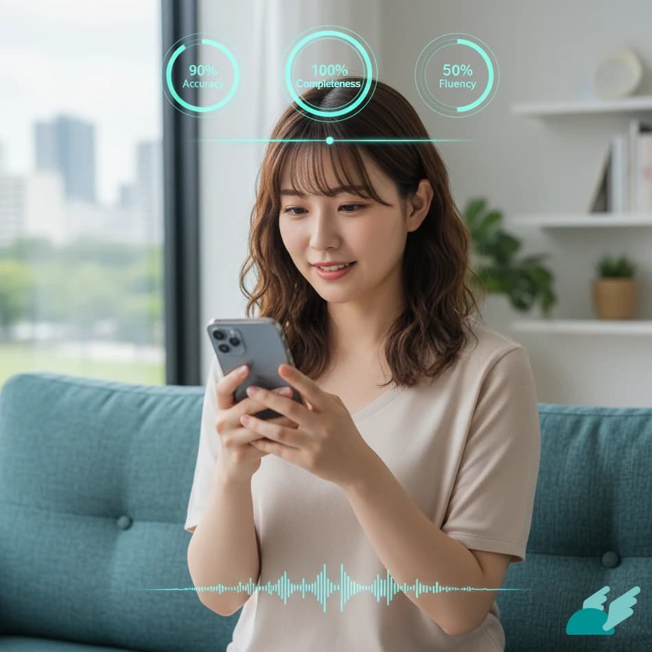 Real-time pronunciation feedback with accuracy, completeness, and fluency scoring